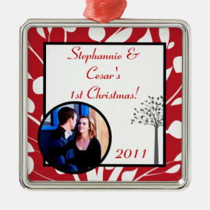 Personalised Custom Ornament Winter Grey/Red Tree