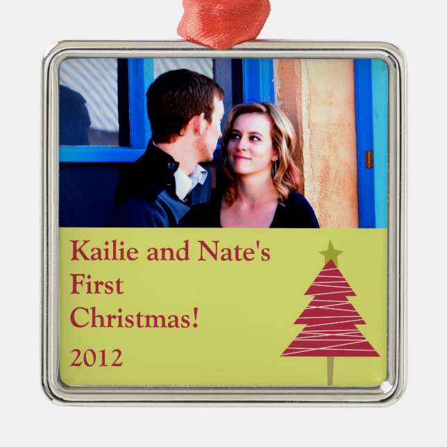 Personalised Custom Ornaments Red Tree Christmas H (Front)