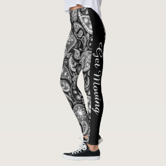 Personalised Custom Paisley Black White Leggings