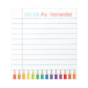 Personalised Custom Pencils Teacher's Notepad