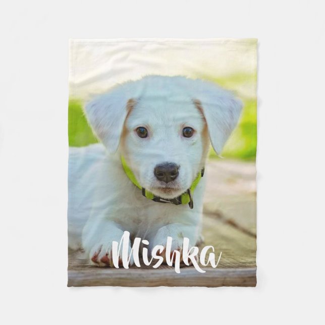Personalised custom pet photo fleece blanket (Front)
