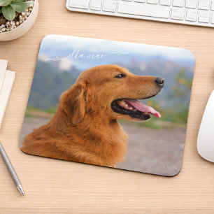 Personalised Custom Photo And Dog Name Mouse Mat