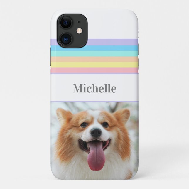 Personalised Custom Photo and name Rainbow Case-Mate iPhone Case (Back)