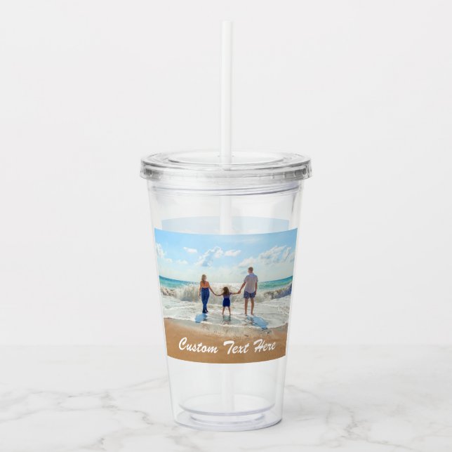 Personalised Custom Photo and Text Acrylic Tumbler (Front)