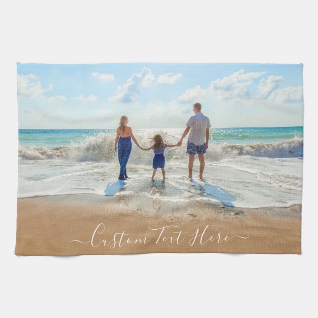 Personalised Custom Photo and Text Kitchen Towel (Horizontal)