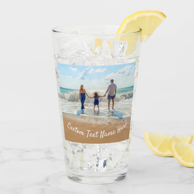 Personalised Custom Photo and Text Name Glass (Back Ice)