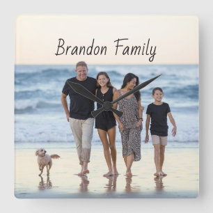 Personalised Custom Photo and Text   Square Wall Clock