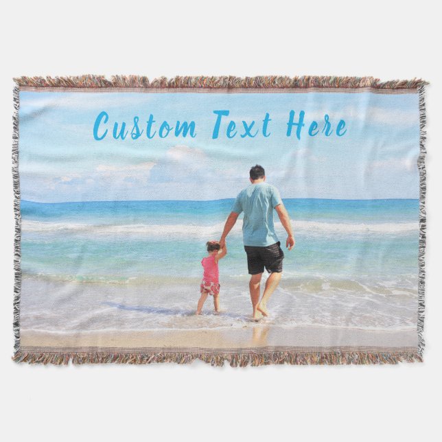 Personalised Custom Photo and Text Throw Blanket (Front)