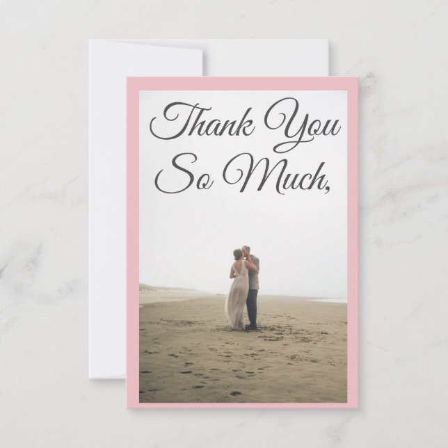 Personalised Custom Photo blush pink Than Thank You Card (Front)