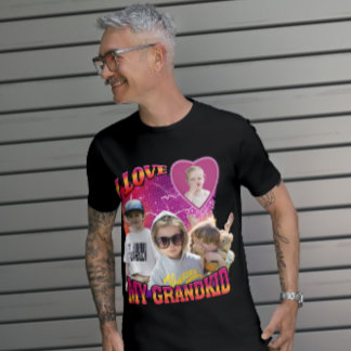Personalised Custom Photo Bootleg I love Grandkid T-Shirt