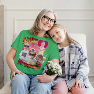 Personalised Custom Photo Bootleg I love Grandkids T-Shirt