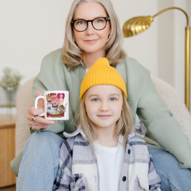 Personalised Custom Photo Bootleg I love Grandkids Two-Tone Coffee Mug (Creator Uploaded)