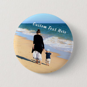 Personalised Custom Photo Button with Text
