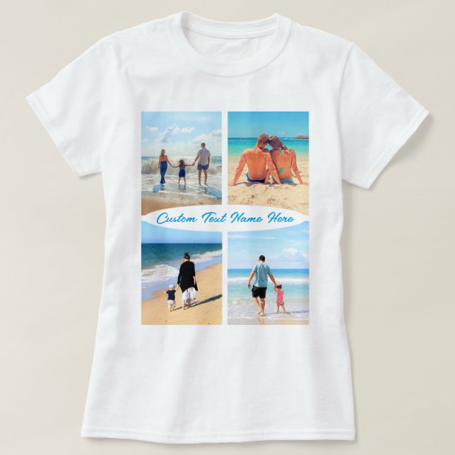 Personalised Custom Photo Collage T-Shirt and Text (Design Front)