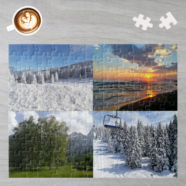 Personalised Custom Photo Collage with Four Photos Jigsaw Puzzle (Creator Uploaded)