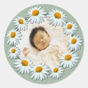 Personalised Custom photo, Daisy Frame Classic Round Sticker
