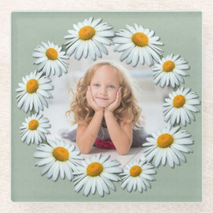 Personalised Custom photo, Daisy Frame Glass Coaster