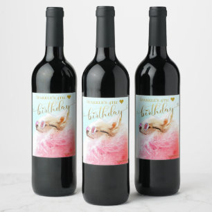 Personalised Custom Photo Dog Birthday Party Wine Label