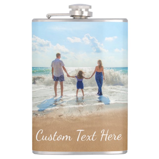Personalised Custom Photo Flask with Text (Front)