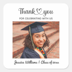 Personalised Custom Photo Grad Love And Thanks Square Sticker