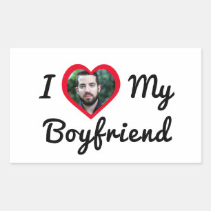 Personalised Custom Photo I Love My Boyfriend Rectangular Sticker
