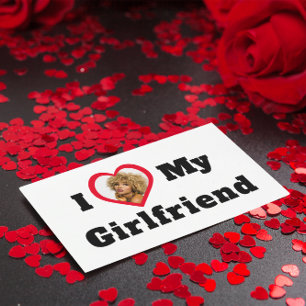 Personalised Custom Photo I Love My Girlfriend Rectangular Sticker