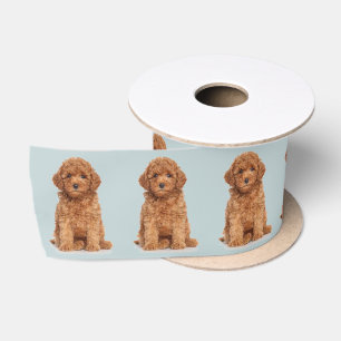 Personalised Custom photo image dusty blue Satin Ribbon