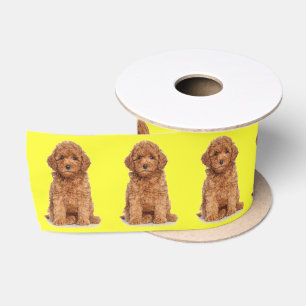 Personalised custom photo image lemon yellow satin ribbon