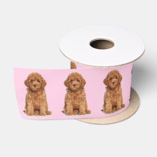 Personalised custom photo image logo light pink satin ribbon
