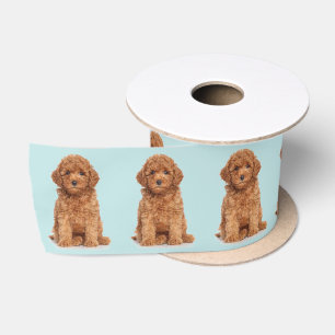 Personalised Custom photo image pale aqua blue Satin Ribbon