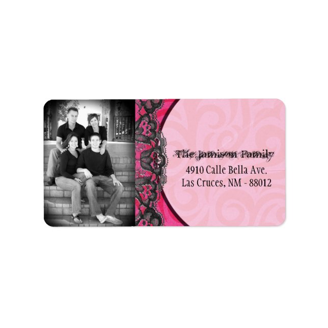 Personalised Custom Photo Lace Flora Mailing Label (Front)