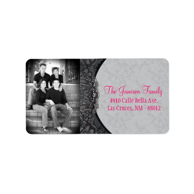 Personalised Custom Photo Lace Flora Mailing Label (Front)