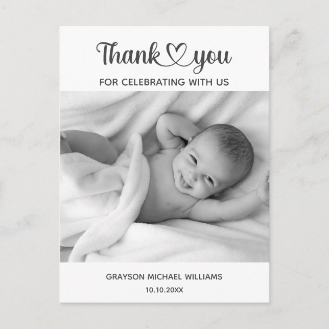 Personalised Custom Photo Newborn Baby Thank You Postcard (Front)