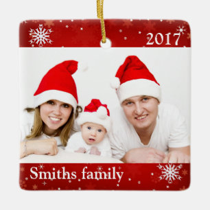 Personalised Custom Photo Ornament with Snowflakes
