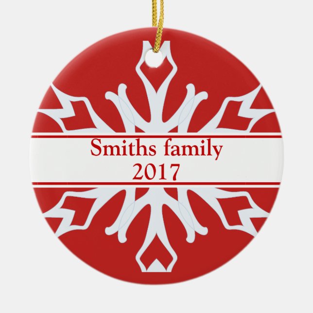 Personalised Custom Photo Ornament with Snowflakes (Front)