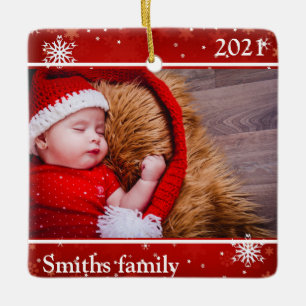 Personalised Custom Photo Ornament with Snowflakes