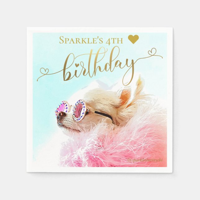 Personalised Custom Photo Puppy Dog Birthday Party Napkin (Front)