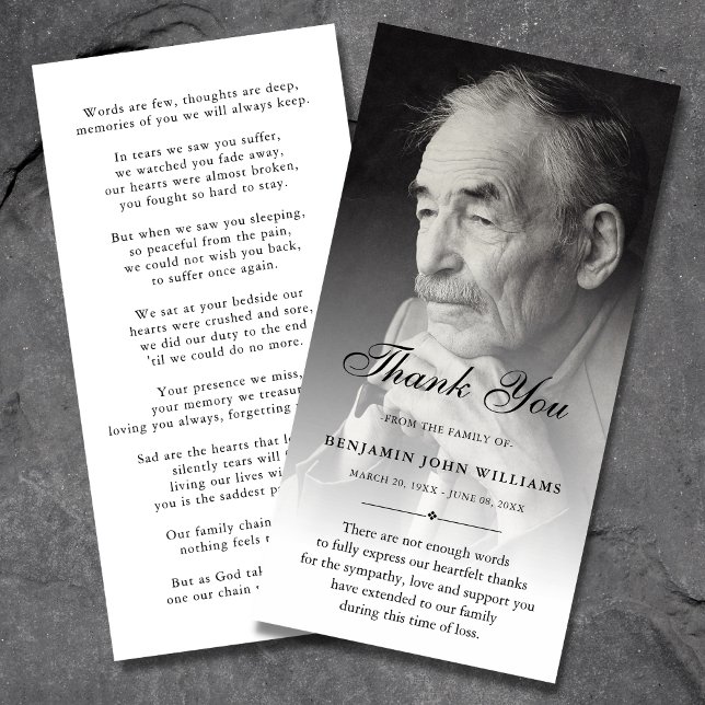 Personalised Custom Photo Sympathy Thank You Death Card (Creator Uploaded)