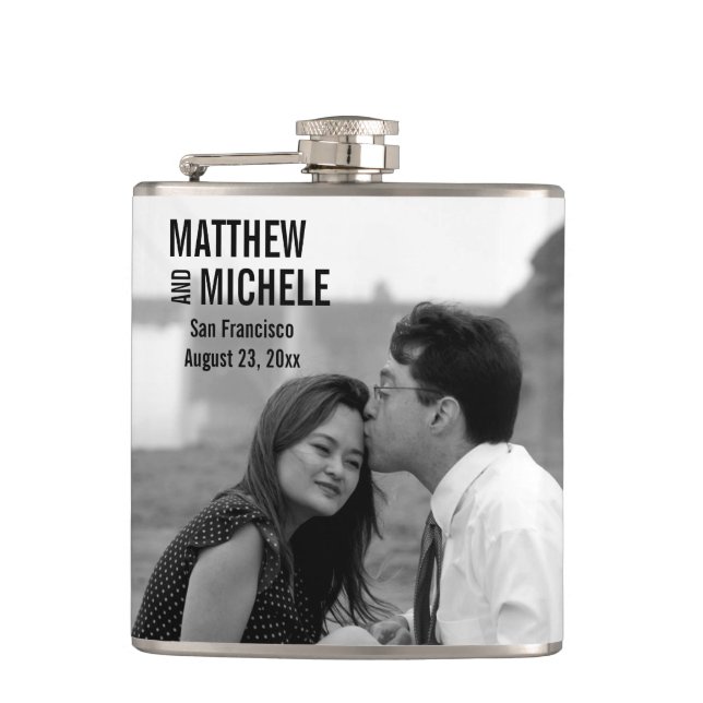 Personalised Custom Photo Wedding Flask (Front)