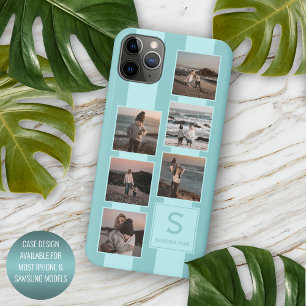Personalised Custom Photos On Turquoise Aqua Blue iPhone 11 Pro Max Case