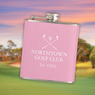Personalised Custom Pink Golf Club Name Hip Flask