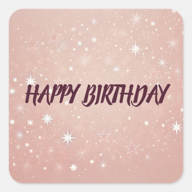 Personalised Custom Pink Happy Birthday Sticker  (Front)