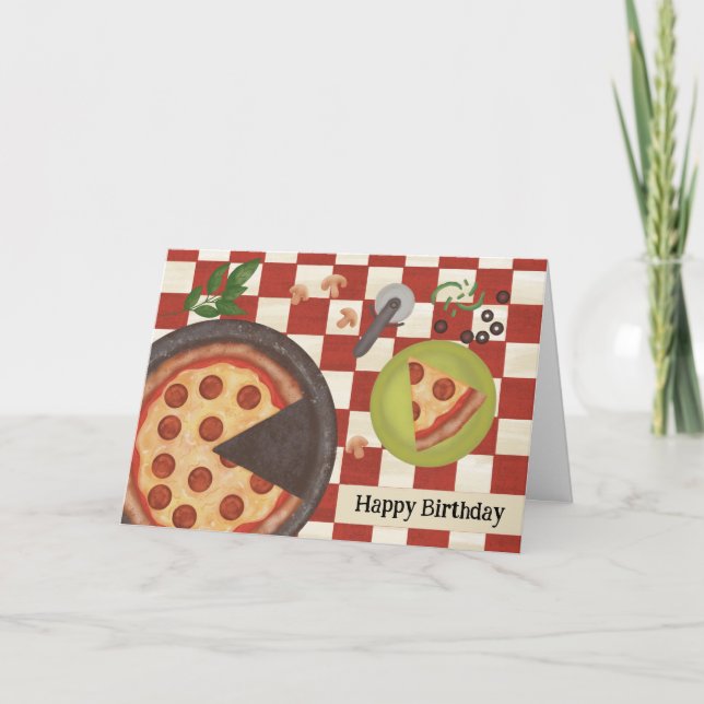 Personalised Custom Pizza Birthday Party Thank You Card (Front)