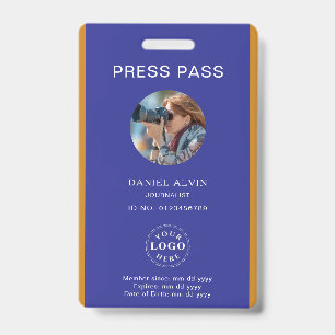 Personalised Custom Press Pass Badge for Events ID Badge