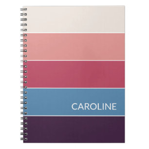 Personalised Custom Purple Blue Blush Pink Stripes Notebook