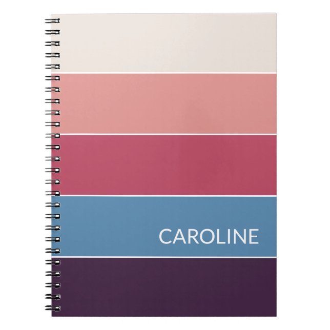 Personalised Custom Purple Blue Blush Pink Stripes Notebook (Front)