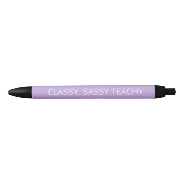 Personalised Custom Purple Teacher Gift Idea Black Ink Pen (Front)