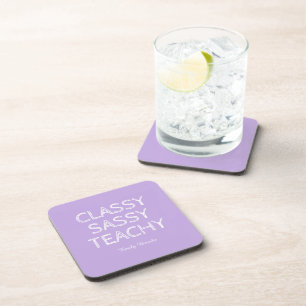 Personalised Custom Purple Teacher Gift Idea Coaster
