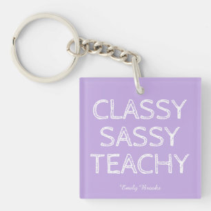 Personalised Custom Purple Teacher Gift Idea Key Ring