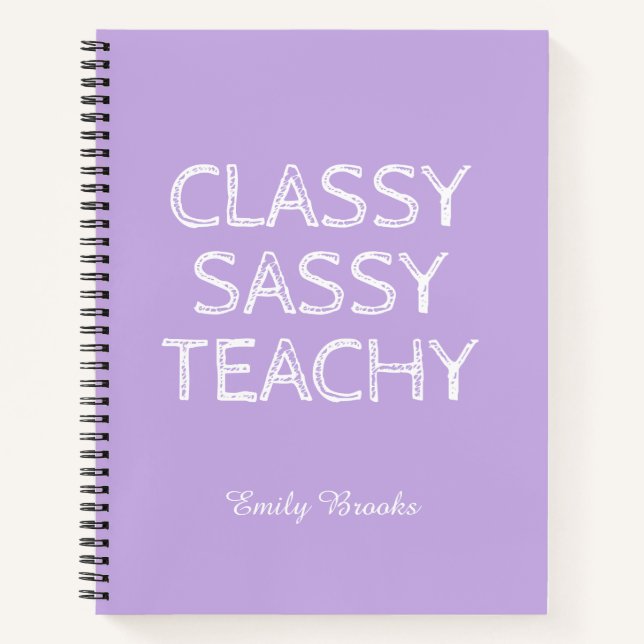 Personalised Custom Purple Teacher Gift Idea Notebook (Front)